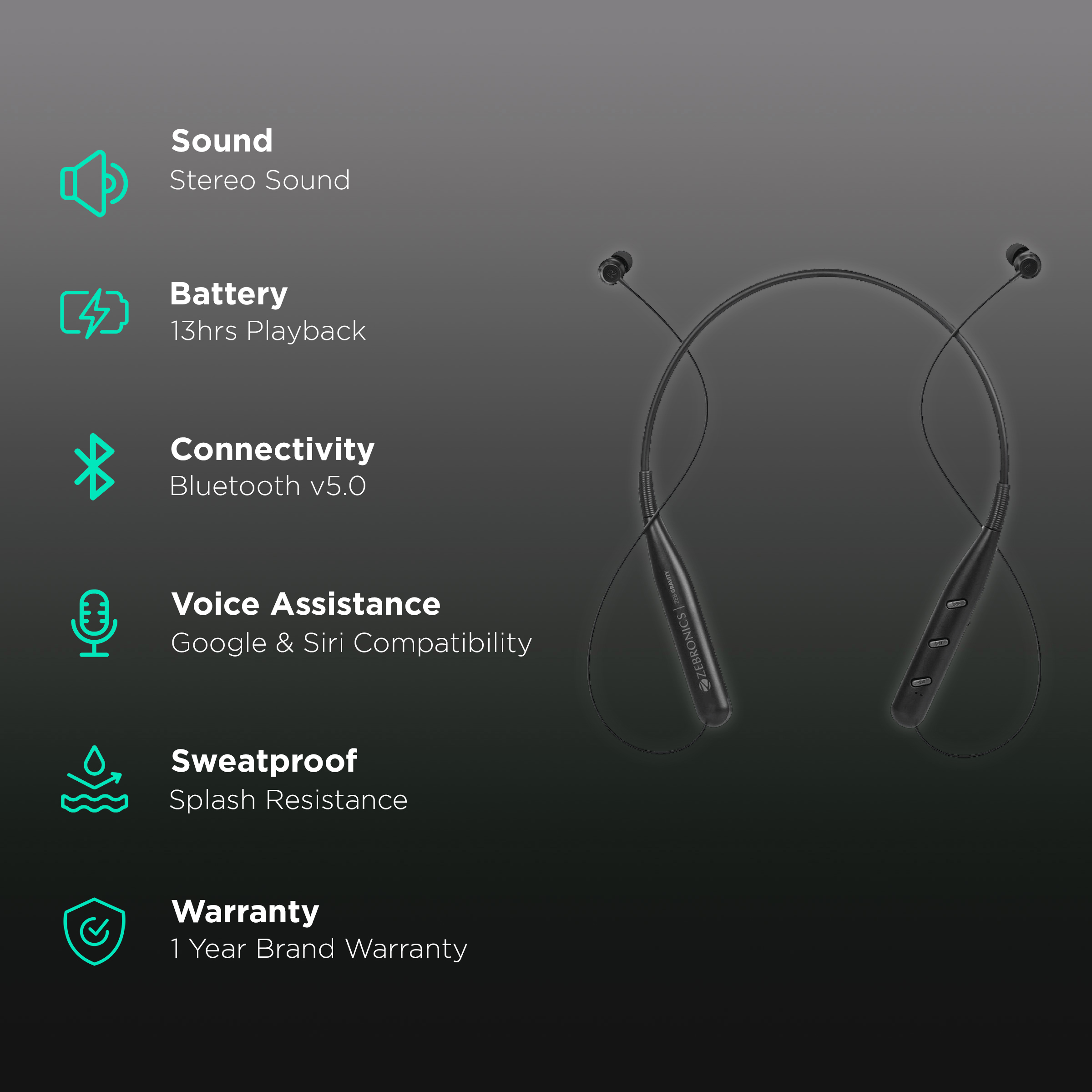 Zebronics gravity 2024 bluetooth neckband